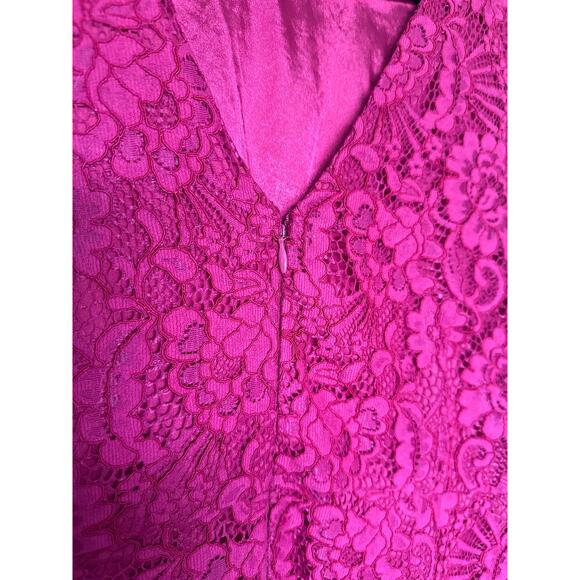 White House Black Market Lace Halter A-Line Dress in Raspberry, 8 - Picture 3 of 5